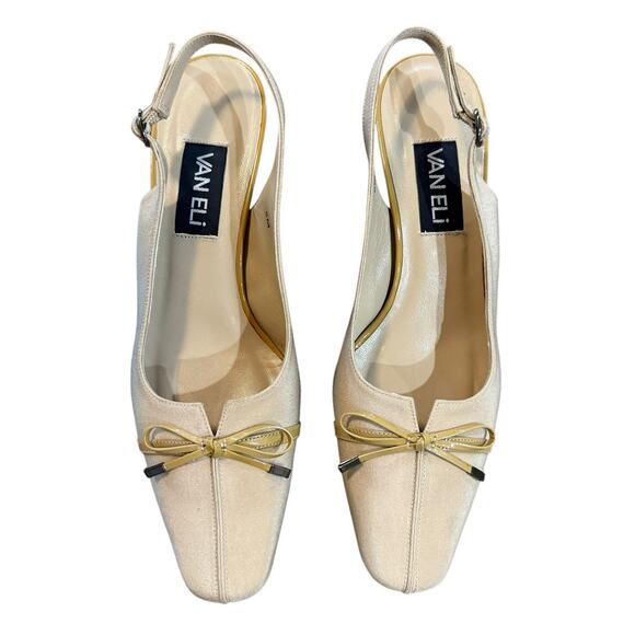 VANELi VAN ELi Beige 2 inch heel buckle sling back Shoes Kitten Heels Size 8M - Picture 10 of 16